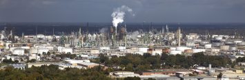 Industrial area of Baton Rouge, Louisiana. Oil refinery, chemical plants. Aerial photo.